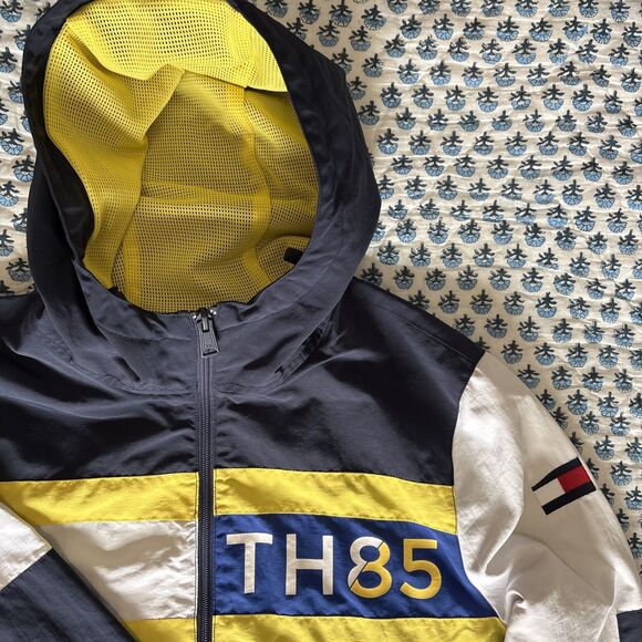 Tommy Hilfiger TH85 Colorblock Hooded Jacket Size Small Petite Blue White NWOT - Picture 12 of 16